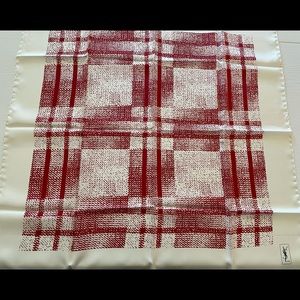 Vintage Yves Saint Laurent Silk Scarf with original packaging.
